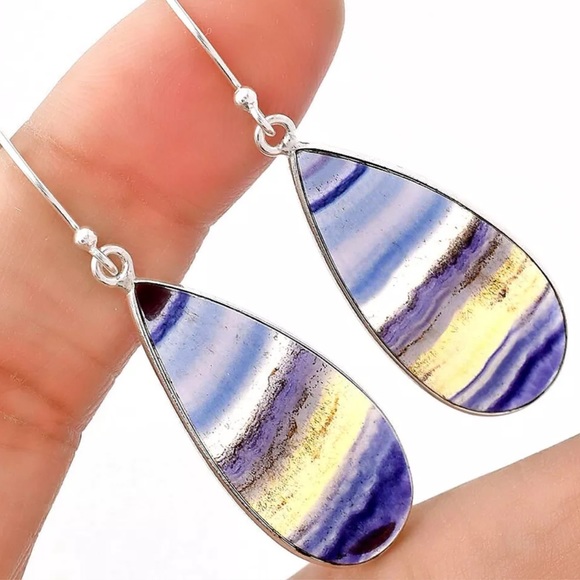 Gorgeous rainbow fluorite gemstone earrings - Picture 3 of 4